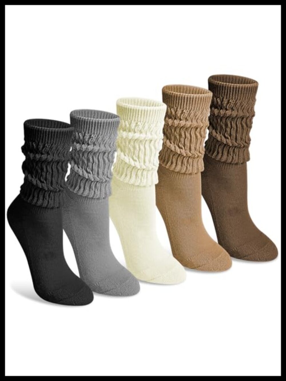 Slouchy Socks for Women Cotton Blend Crew Boot Socks 5 Pairs